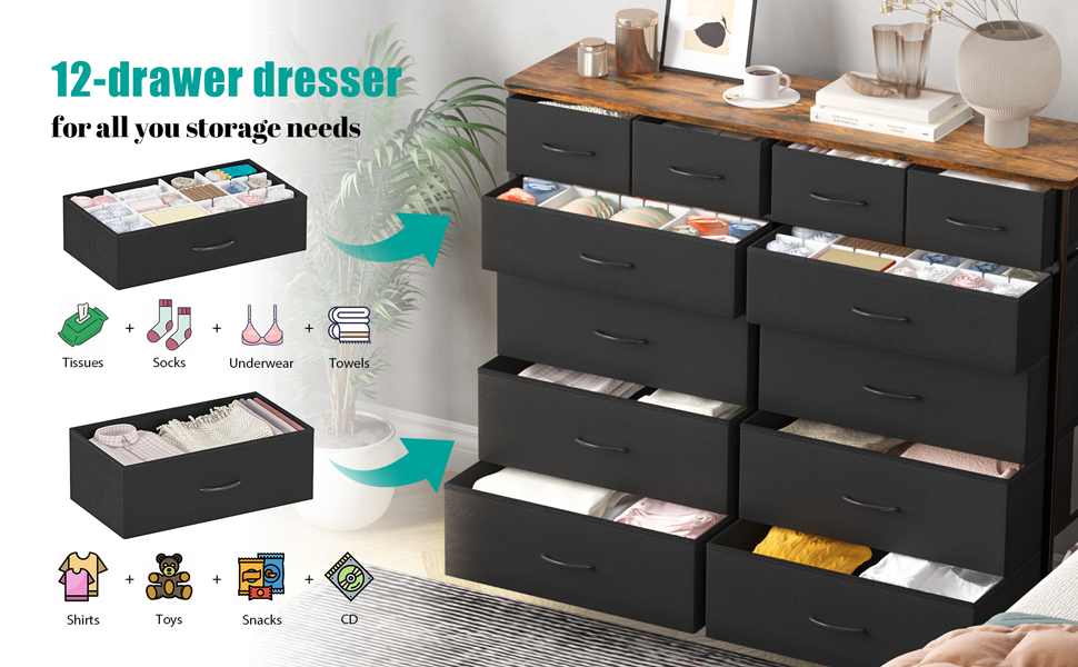 wide drawer dresser