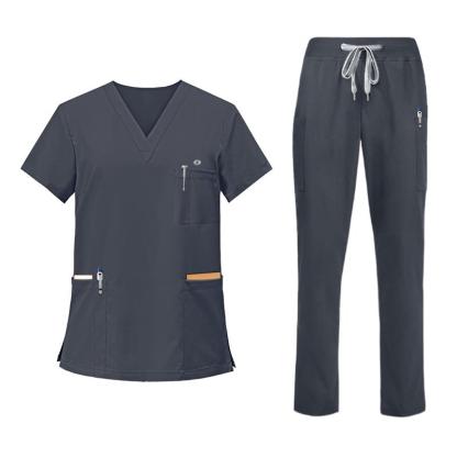 JELRISOFIT Conjunto Médico Hombre Antifluidos, Uniforme de Trabajo con Camisa Cuello V, Tela Elástica y Transpirable, 4 Bolsillos Funcionales, Pantalón Jogger con Bolsas Cargo, Ropa Profesional Cómoda para Clínica, Laboratorio, Enfermero Camiseta Interior