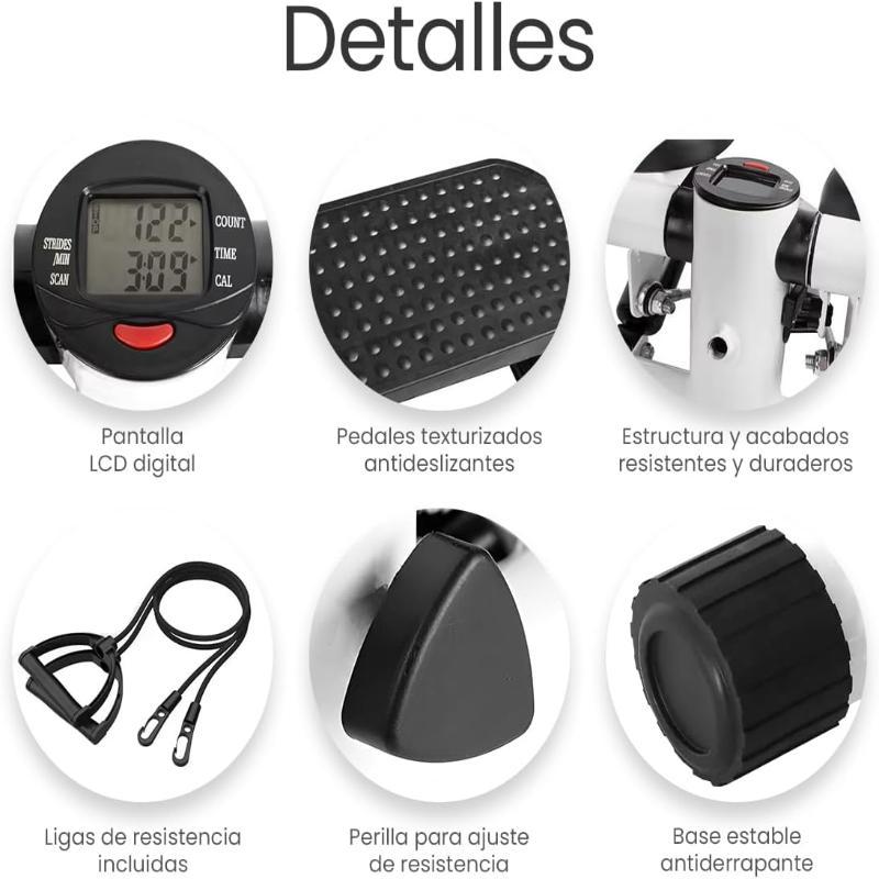 Mini Escaladora Fitness con Monitor LCD y Bandas de Resistencia Removibles para Ejercicio en Casa