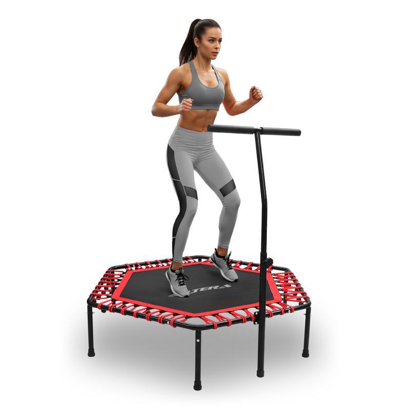 Trampolín Fitness 50 Pulgadas Hexagonal Extra Grande con Barra Agarradera – Altera Fitness Jumping Aeróbicos Casa / Gym
