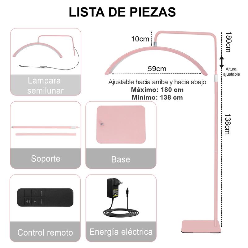LUPITA Lámpara LED Semicircular Profesional | 360° Rotación | Altura Ajustable | Luz 3 Colores | Para Pestañas, Cejas, Tatuaje y Manicura