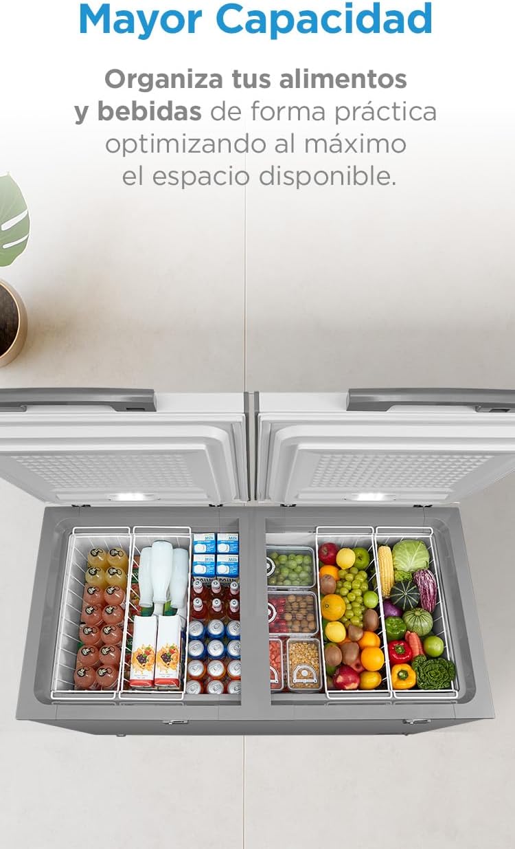 Congelador Midea Inverter Quattro Blanco 15 Pies Cúbicos;MDRC564FZM01, con 4 canastas y doble puerta