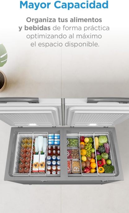 Congelador Midea Inverter Quattro Blanco 15 Pies Cúbicos;MDRC564FZM01, con 4 canastas y doble puerta