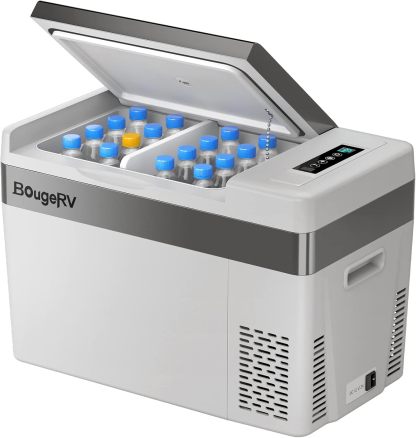 BougeRV - Refrigerador de 12 voltios y 12 V para coche, congelador portátil, compresor de 30 cuartos de galón, congelador de 12/24 V CC, 110~240 V CA, -35 °F ~22 °F para camión, RV SUV (negro)