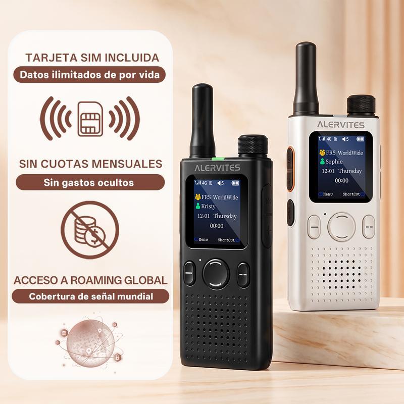 (FABRICADO POR BAOFENG) AT1 Walkie Talkie PoC 4G con app móvil gratuita de por vida. Comunicación privada de larga distancia, control en segundo plano, historial de chat encriptado y alcance de más de 10,000 millas. Ideal para trabajo, seguridad, logístic