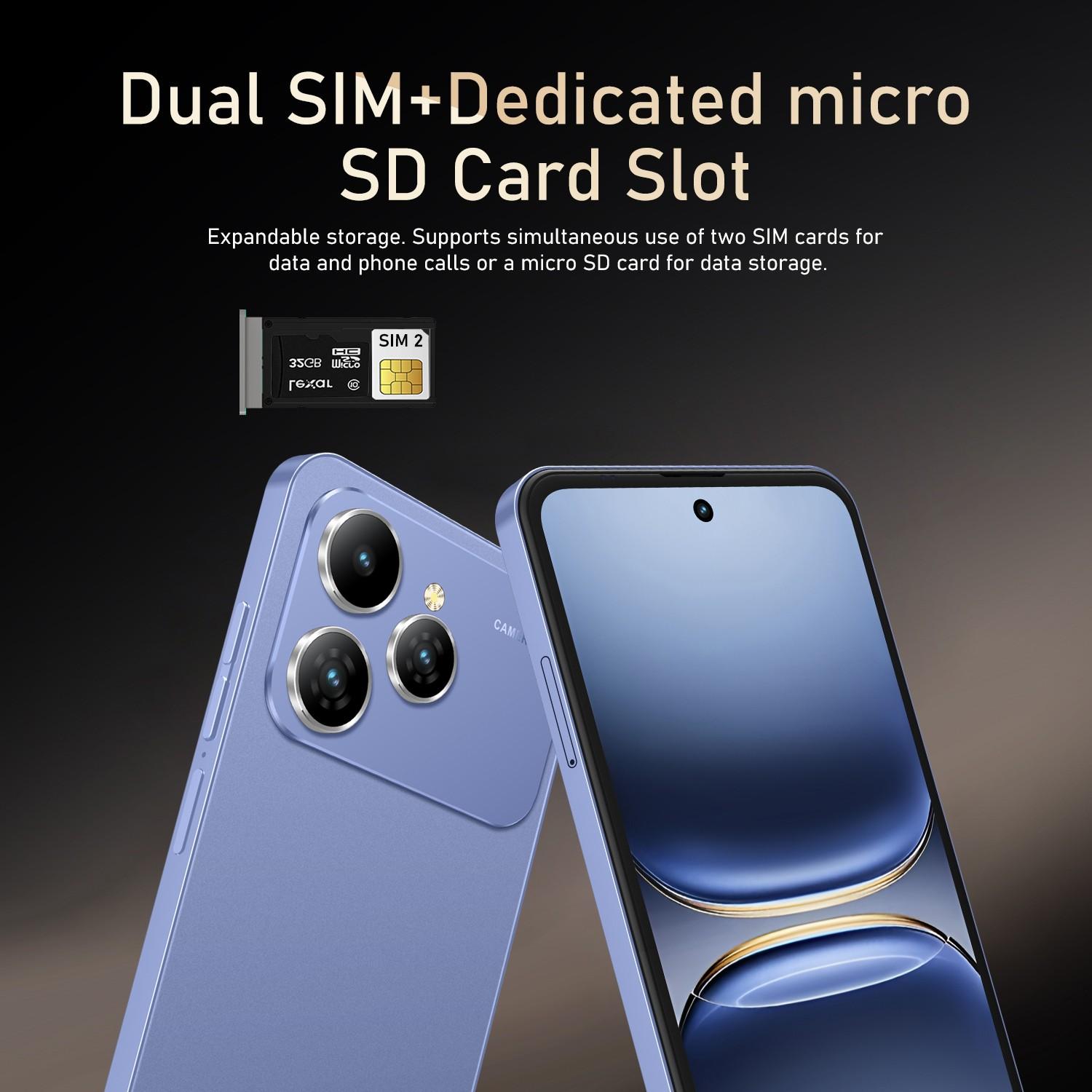 FUFFI M17 Pro Smartphone, Large Screen Smartphone, 6.56-inch HD Screen, Global 4G Network, Dual-SIM, Quad-Core Processor, 3GB RAM + 32GB ROM, 3100mAh Battery, Android OS, Android Cell Phone