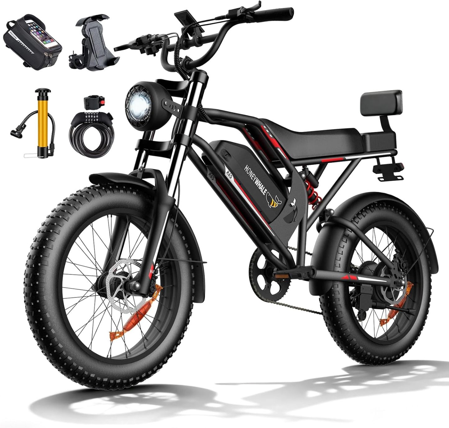 Bicicleta Eléctrica 1500W Pico | Velocidad hasta 50 km/h | Autonomía 65–110 km | Batería 48V 20Ah Extraíble | Suspensión Completa | Asiento Doble | Llantas Fat 20"