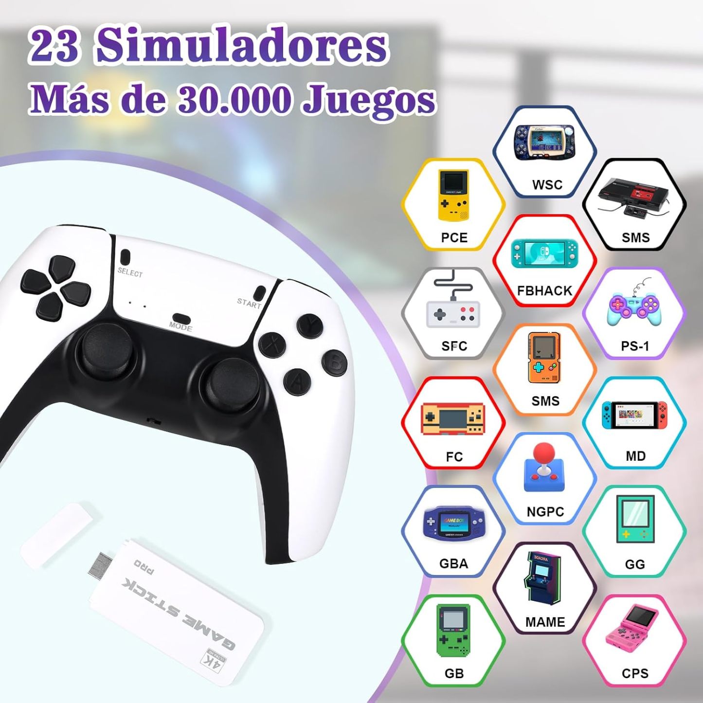 La consola de juegos retro inalámbrica MARKO incluye más de 30.000 juegos integrados, es compatible con gráficos 3D y videojuegos en alta definición 4K, e incluye 23 emuladores clásicos y dos mandos inalámbricos de 2,4 G.