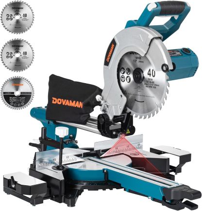 Sierra ingletadora deslizante de bisel simple DOVAMAN de 10 pulgadas y 15 A, con 3 discos, 4500/3200 RPM, corte máx. de 3.5 x 13.4 pulgadas, 9 topes positivos para madera, PVC o metales blandos #Summervibes
