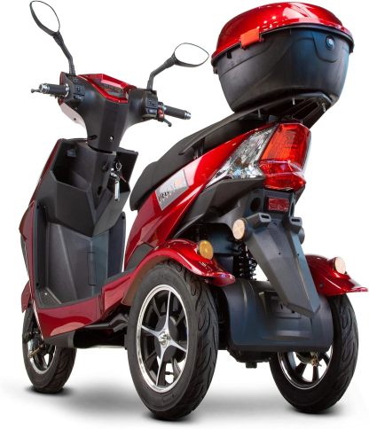 Deluxe Velocity Fast High Performance Recreational Electric Mobility Scooter 3 Wheel – for Seniors Up to 15 Mph & 40 Miles per Battery Charge 500-Watt Motor 400lbs Weight Capacity Red, Blue