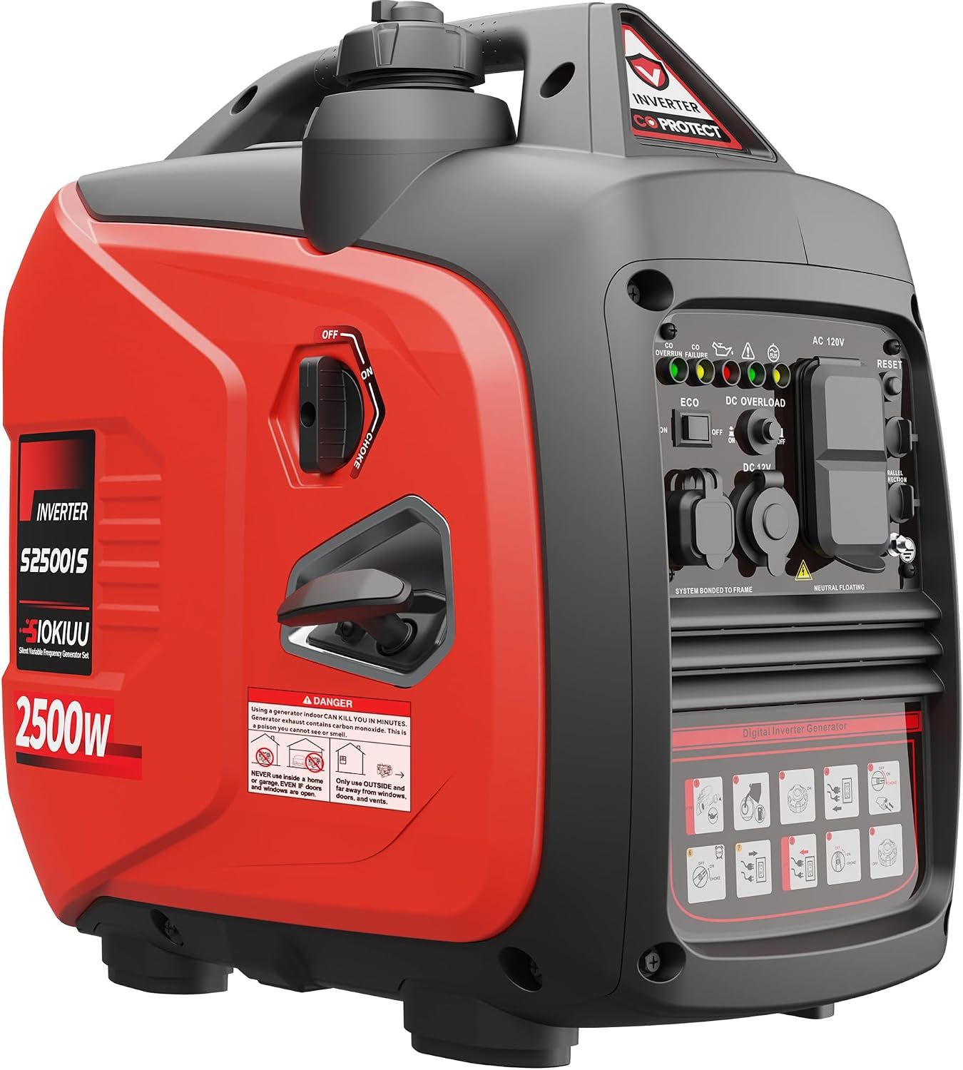 Generador inversor portátil de 4800 vatios con arranque eléctrico, protección de CO, silencioso, 30 amperios para RV-Ready