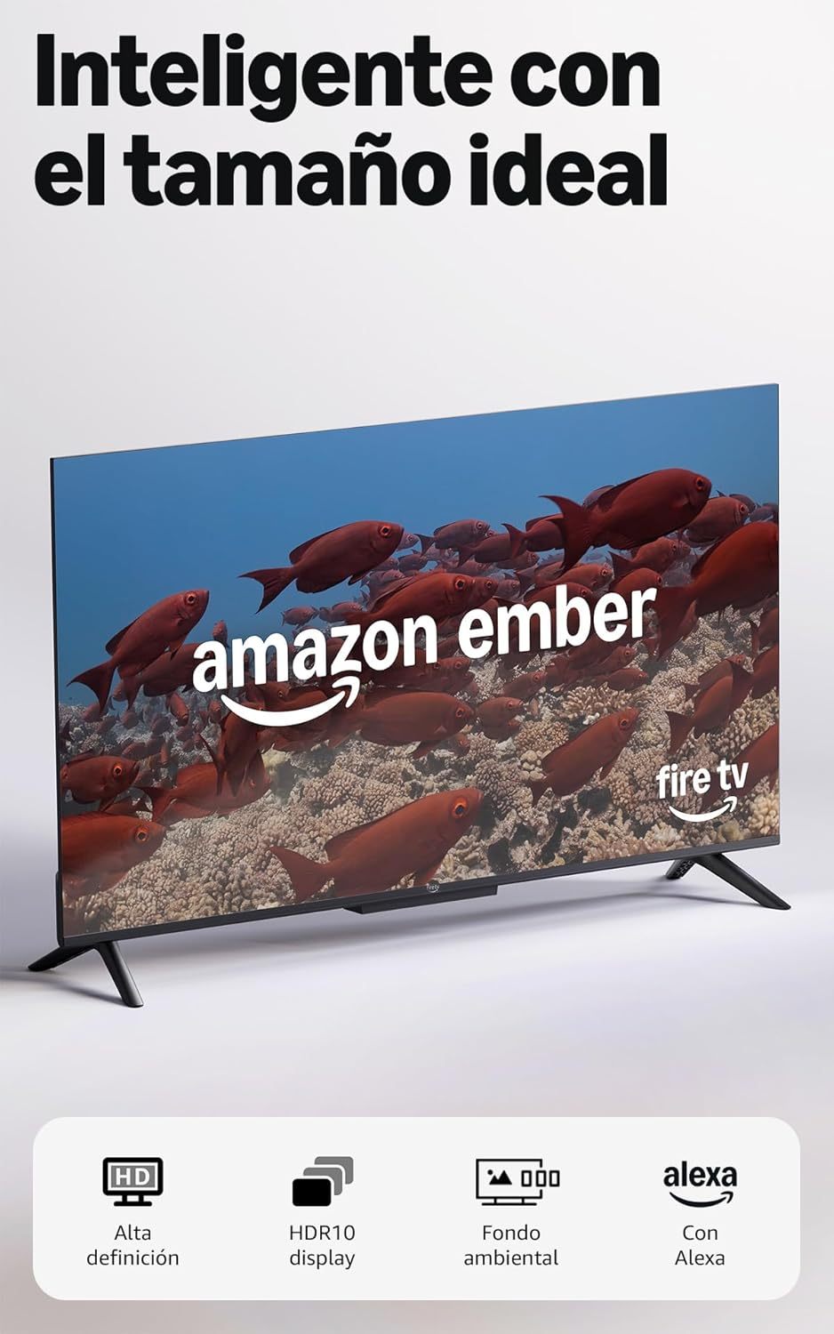 Amazon Ember Serie 2 de 40" con Fire TV (modelo más reciente): televisión HD inteligente con Control remoto Alexa, streaming rápido, Dolby Audio, fondo ambiental y TV en vivo gratuita