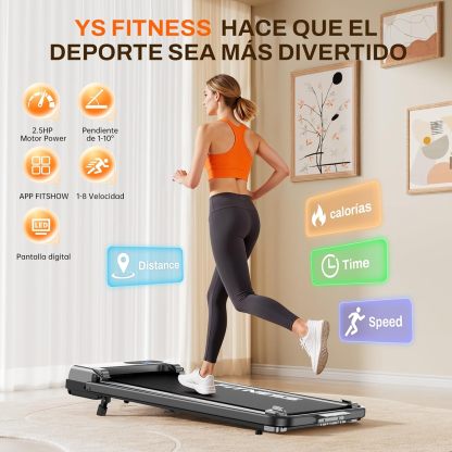 Caminadora Eléctrica con App Y Control Remoto, Caminadora Portatil Plegable, Walking Pad con Asa 3 Modos, Inclinación Ajustable 0-10°, Motor Silencioso 2.5HP, Pantalla Digital,120Kg para Hogar Oficina