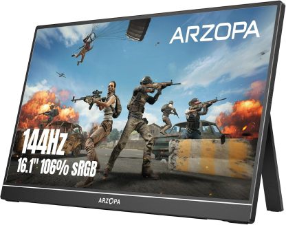 【Venta caliente】ARZOPA Monitor portátil para juegos de 16.1 pulgadas y 144 Hz/15.6 pulgadas y 60 Hz monitor portátil 100%sRGB 1080P FHD con HDR, ultra delgado, cuidado de los ojos, segunda pantalla externa para laptop PC PS5 Mac