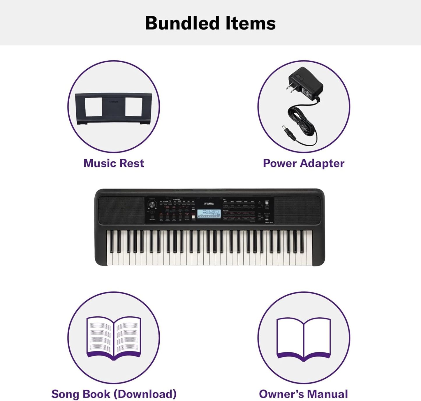 Teclado Yamaha PSRE-383 con adaptador de corriente PA130