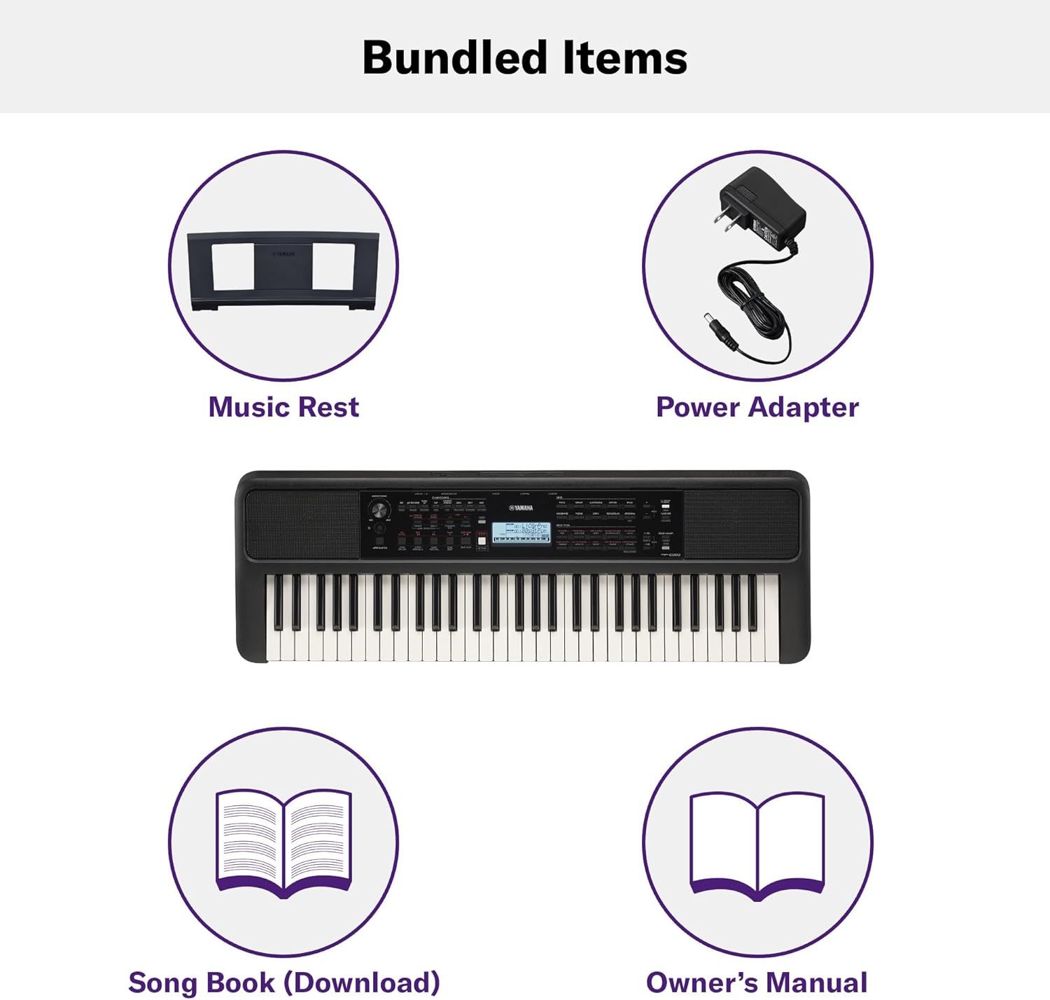 Teclado Yamaha PSRE-383 con adaptador de corriente PA130