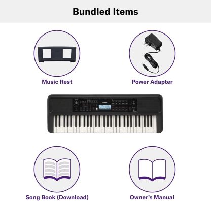 Teclado Yamaha PSRE-383 con adaptador de corriente PA130