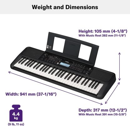 Teclado Yamaha PSRE-383 con adaptador de corriente PA130