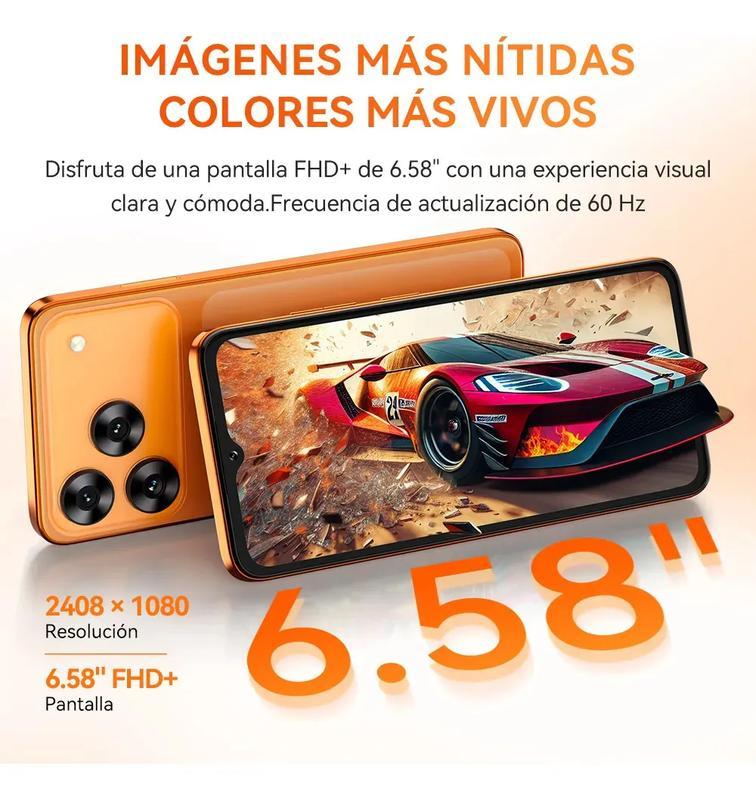 Cubot A50 Teléfono Inteligente Android 16" FHD 16GB RAM 128GB Almacenamiento 5000mAh Batería 48MP Cámara NFC Desbloqueo Facial Huella Lateral Doble SIM GPS Cuatro Satélites