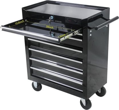 BouPower - Cofres de Herramientas de 7 cajones, clóset de Almacenamiento con Bandeja Desmontable, Color Negro