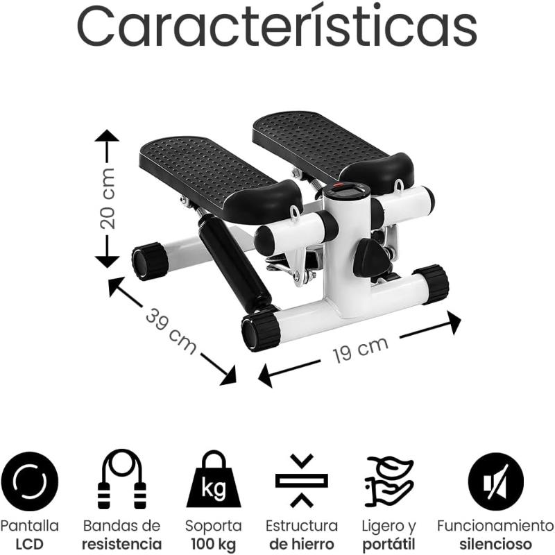 Mini Escaladora Fitness con Monitor LCD y Bandas de Resistencia Removibles para Ejercicio en Casa