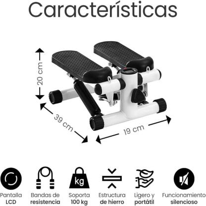 Mini Escaladora Fitness con Monitor LCD y Bandas de Resistencia Removibles para Ejercicio en Casa
