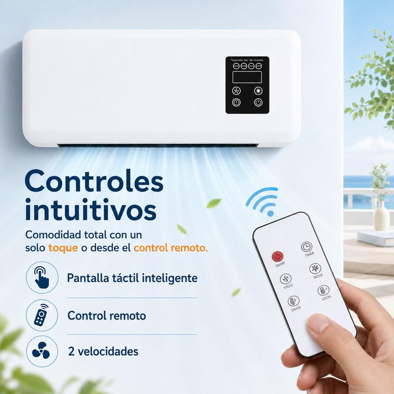 Calentador con control remoto, sin función de frío, calor y ventilación natural, sirve para secar ropa húmeda, apto para dormitorio, sala y departamento