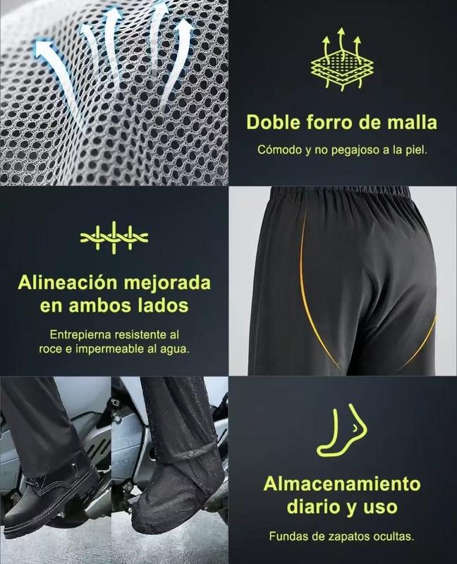 Traje de lluvia impermeable para moto, resistente y reflectante, ideal para protección total contra la lluvia intensa, diseño cómodo, portátil y ligero con capucha desmontable, perfecto para motociclistas, ciclistas y actividades al aire libre, mejora tu 