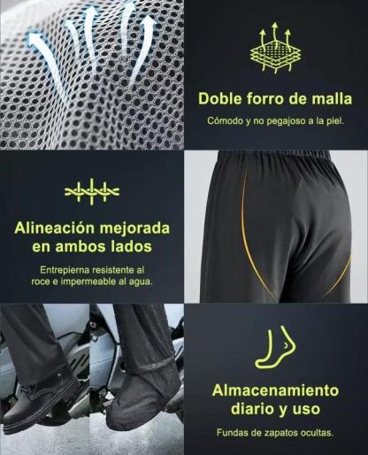 Traje de lluvia impermeable para moto, resistente y reflectante, ideal para protección total contra la lluvia intensa, diseño cómodo, portátil y ligero con capucha desmontable, perfecto para motociclistas, ciclistas y actividades al aire libre, mejora tu 