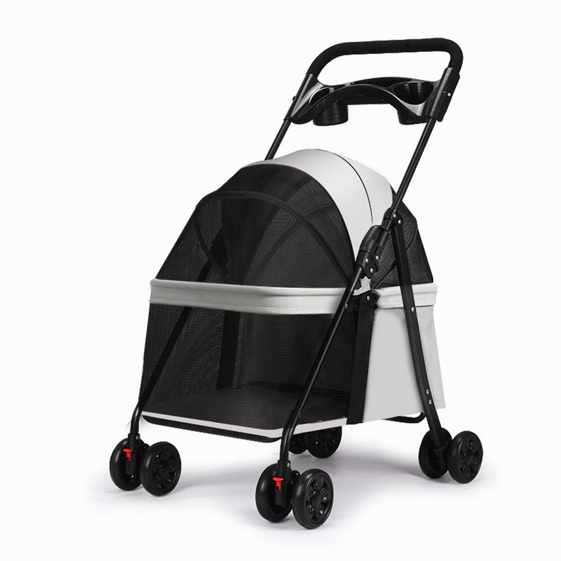 Carriola para Mascotas Plegable con Ruedas, Carrito Portátil para Perros, Gatos y Conejos, con Ventilación de Malla, Diseño Ligero y Cómodo, Ideal para Paseos y Viajes. Colores: Negro, Rosa, Gris y Azul