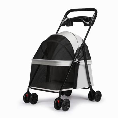 Carriola para Mascotas Plegable con Ruedas, Carrito Portátil para Perros, Gatos y Conejos, con Ventilación de Malla, Diseño Ligero y Cómodo, Ideal para Paseos y Viajes. Colores: Negro, Rosa, Gris y Azul
