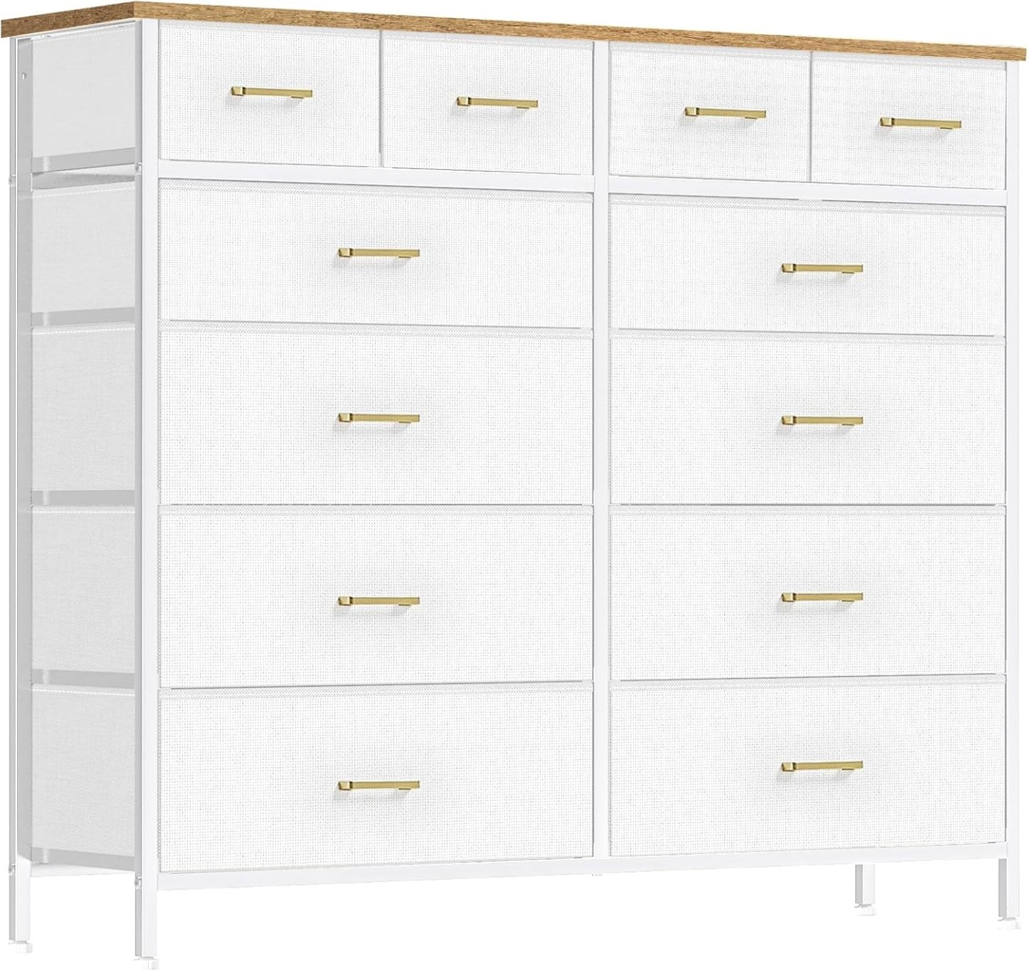 VASICAR Cómoda grande para dormitorio con 12 cajones profundos, cómoda de tela alta, cómoda para armario, guardería, sala de estar, lavandería, entrada, pasillo (negro)