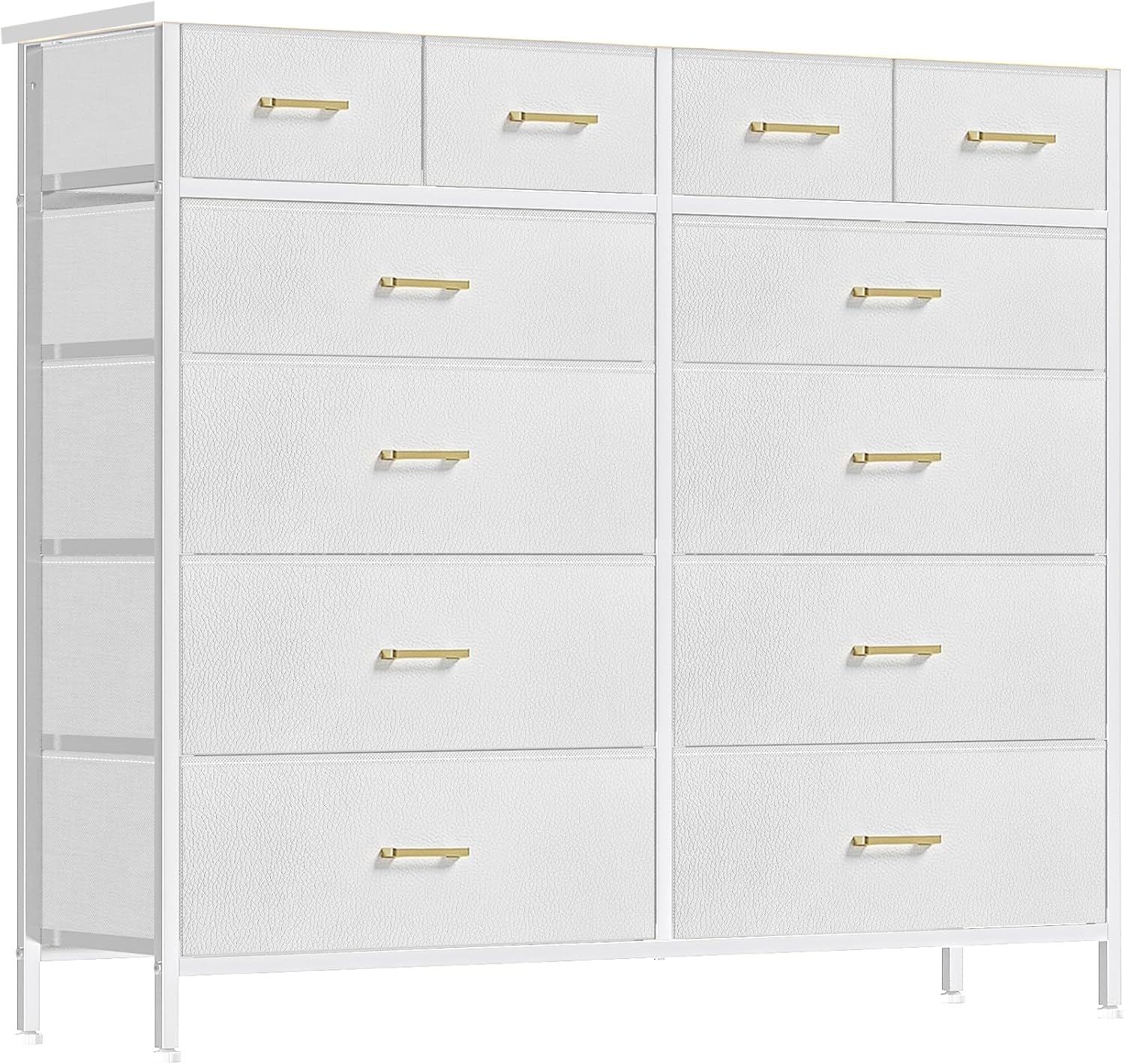 VASICAR Cómoda grande para dormitorio con 12 cajones profundos, cómoda de tela alta, cómoda para armario, guardería, sala de estar, lavandería, entrada, pasillo (negro)
