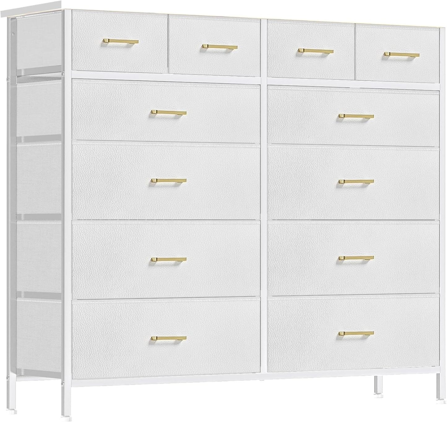 VASICAR Cómoda grande para dormitorio con 12 cajones profundos, cómoda de tela alta, cómoda para armario, guardería, sala de estar, lavandería, entrada, pasillo (negro)