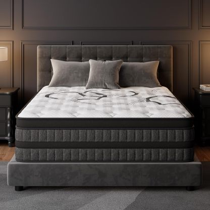 PUBPLON - Colchón híbrido de 12 pulgadas para respaldo y soporte lumbar, prueba de 365 noches, cama de resorte de bolsillo individual para aislamiento de movimiento y alivio de presión