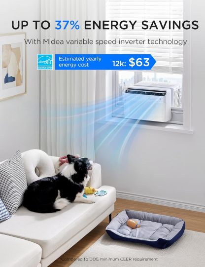 ☀️ Adiós al calor Midea 12.000 BTU Inversor inteligente en forma de U - Aire acondicionado de ventana - Enfría 550 pies cuadrados, ultra silencioso con funcionamiento de ventana abierta - Compatible con Alexa/Google