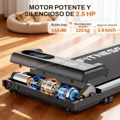 Caminadora Eléctrica con App Y Control Remoto, Caminadora Portatil Plegable, Walking Pad con Asa 3 Modos, Inclinación Ajustable 0-10°, Motor Silencioso 2.5HP, Pantalla Digital,120Kg para Hogar Oficina