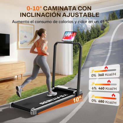 Caminadora Eléctrica con App Y Control Remoto, Caminadora Portatil Plegable, Walking Pad con Asa 3 Modos, Inclinación Ajustable 0-10°, Motor Silencioso 2.5HP, Pantalla Digital,120Kg para Hogar Oficina