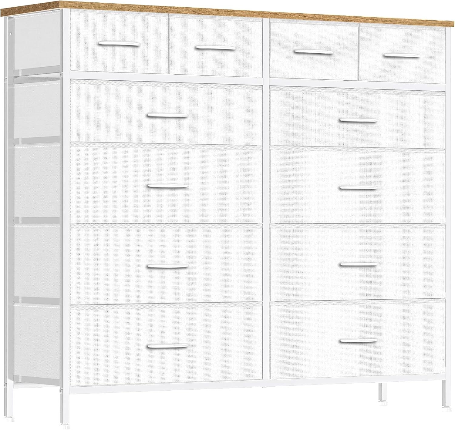VASICAR Cómoda grande para dormitorio con 12 cajones profundos, cómoda de tela alta, cómoda para armario, guardería, sala de estar, lavandería, entrada, pasillo (negro)