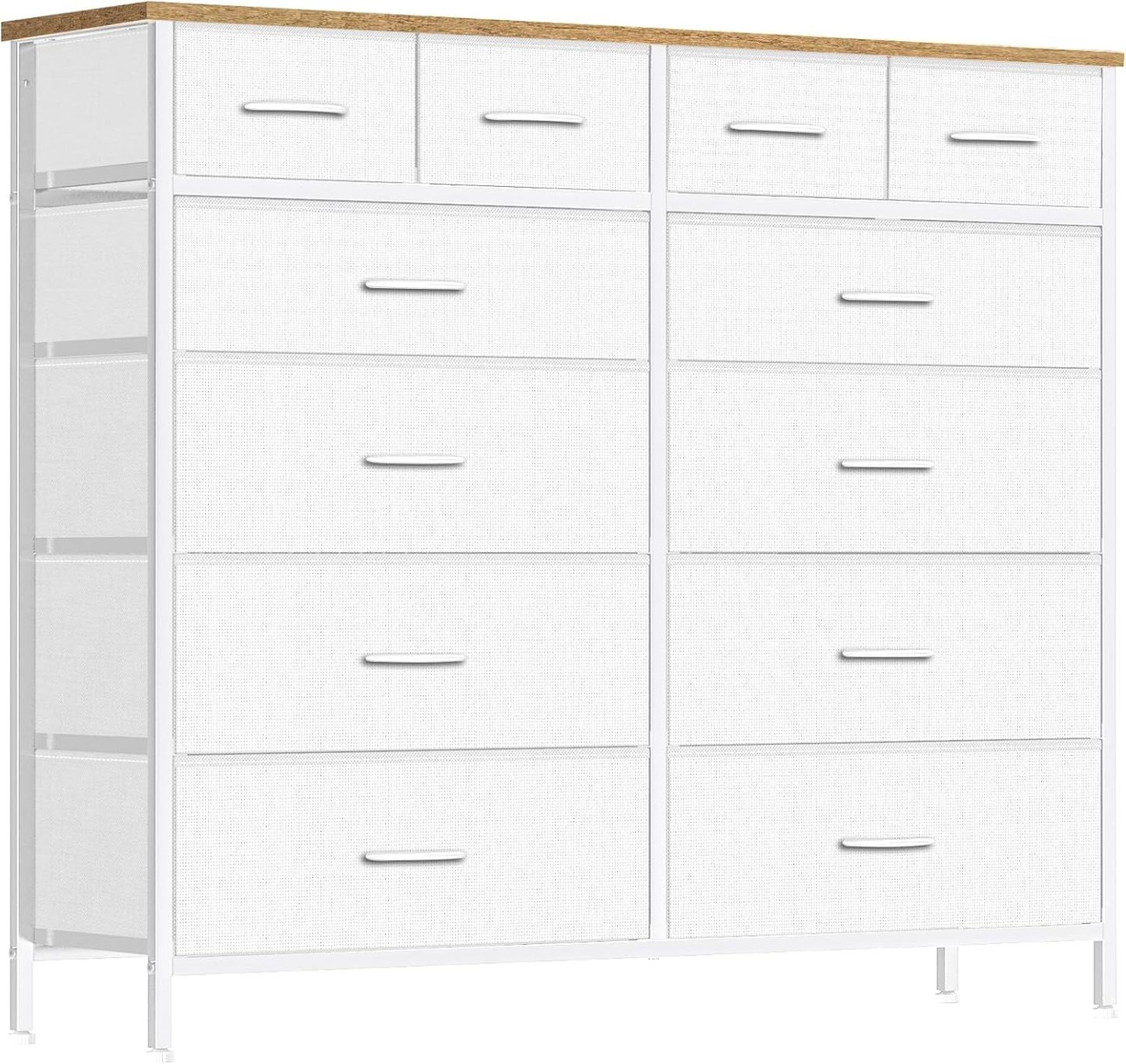 VASICAR Cómoda grande para dormitorio con 12 cajones profundos, cómoda de tela alta, cómoda para armario, guardería, sala de estar, lavandería, entrada, pasillo (negro)