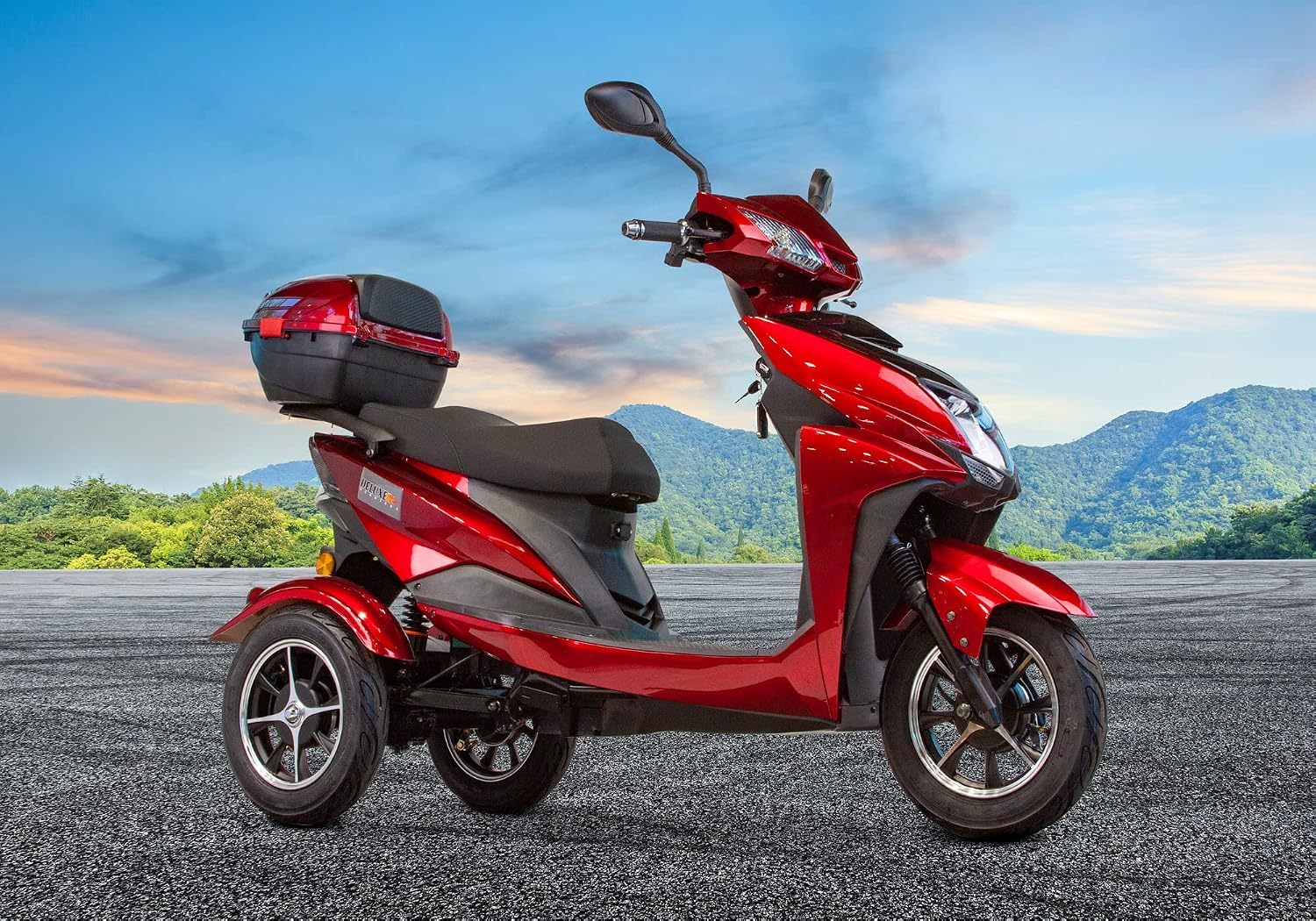 Deluxe Velocity Fast High Performance Recreational Electric Mobility Scooter 3 Wheel – for Seniors Up to 15 Mph & 40 Miles per Battery Charge 500-Watt Motor 400lbs Weight Capacity Red, Blue