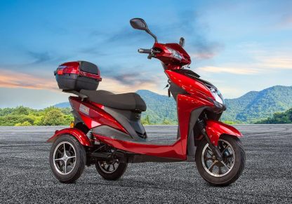 Deluxe Velocity Fast High Performance Recreational Electric Mobility Scooter 3 Wheel – for Seniors Up to 15 Mph & 40 Miles per Battery Charge 500-Watt Motor 400lbs Weight Capacity Red, Blue