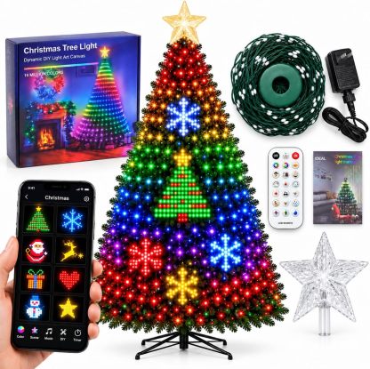 Luces Inteligentes para Árbol de Navidad, 400 LED Direccionables, Más de 200 Efectos, Control App, Regulables y Alimentación USB, Instalación Rápida, Animaciones Personalizados (4.9pies/1.5m)