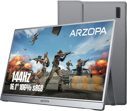 【Venta caliente】ARZOPA Monitor portátil para juegos de 16.1 pulgadas y 144 Hz/15.6 pulgadas y 60 Hz monitor portátil 100%sRGB 1080P FHD con HDR, ultra delgado, cuidado de los ojos, segunda pantalla externa para laptop PC PS5 Mac