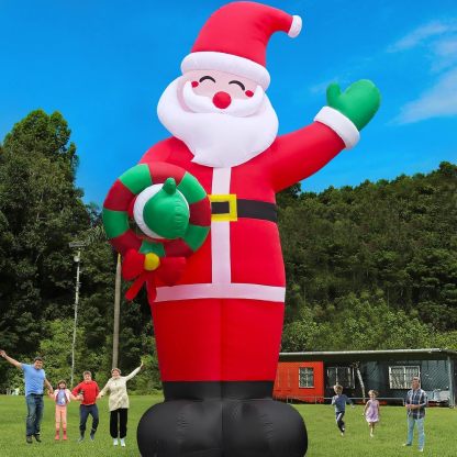 Danxilu Inflable Navidad 2.43m(8 Pies) Santa Claus Inflable Navideño Decoración con Luces Led Decoración Navideña Exterior Premium + Kit Antiviento(Soplador UL, Estacas y Bolsas Arena)