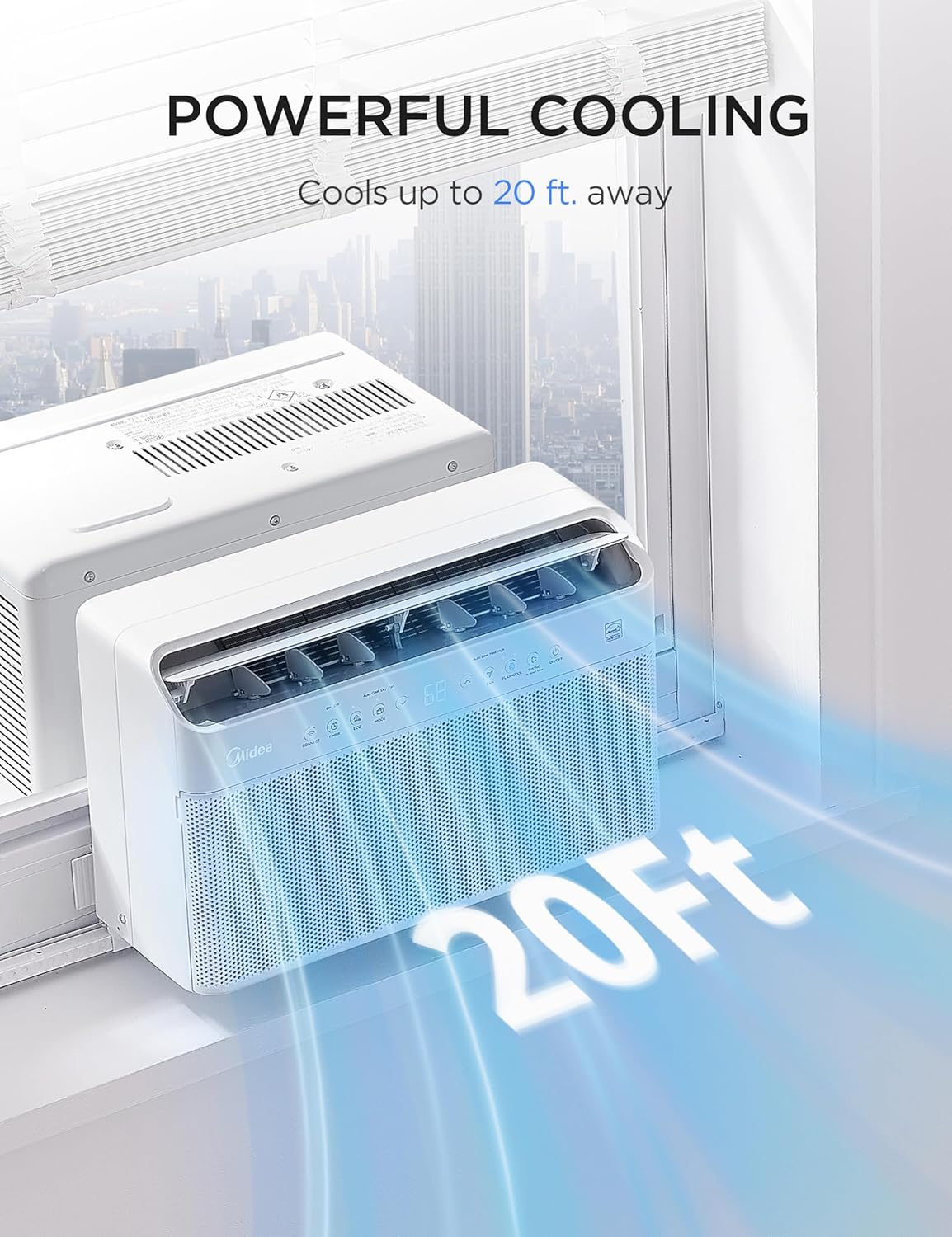 ☀️ Adiós al calor Midea 12.000 BTU Inversor inteligente en forma de U - Aire acondicionado de ventana - Enfría 550 pies cuadrados, ultra silencioso con funcionamiento de ventana abierta - Compatible con Alexa/Google