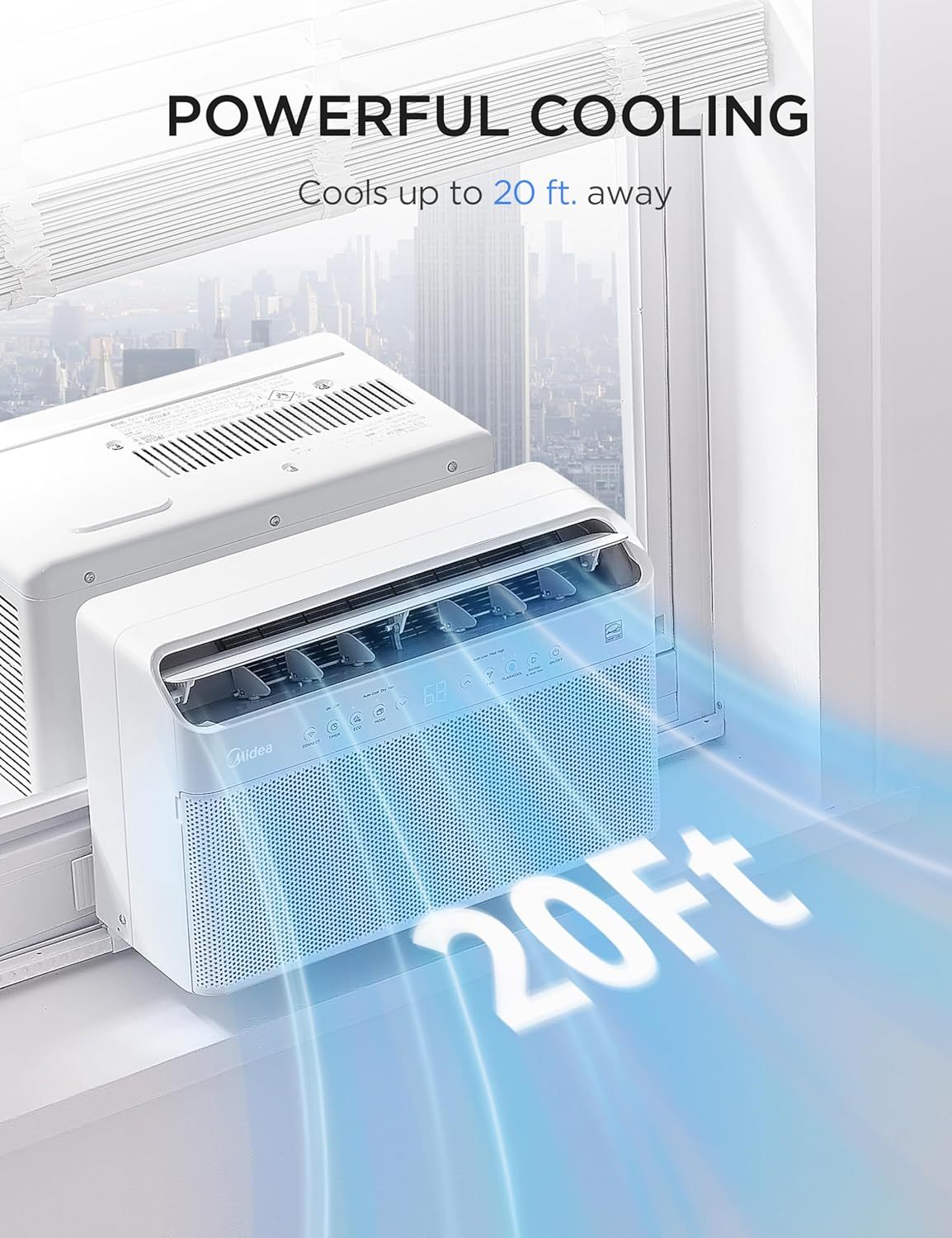 ☀️ Adiós al calor Midea 12.000 BTU Inversor inteligente en forma de U - Aire acondicionado de ventana - Enfría 550 pies cuadrados, ultra silencioso con funcionamiento de ventana abierta - Compatible con Alexa/Google