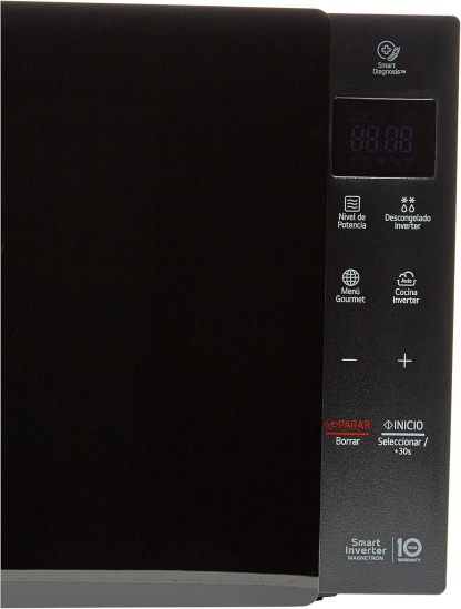 Horno de microondas LG, recubrimiento de facil limpieza, coccion uniforme, anillo giratorio estable, luz LED, Negro, modelo MS1536GIS