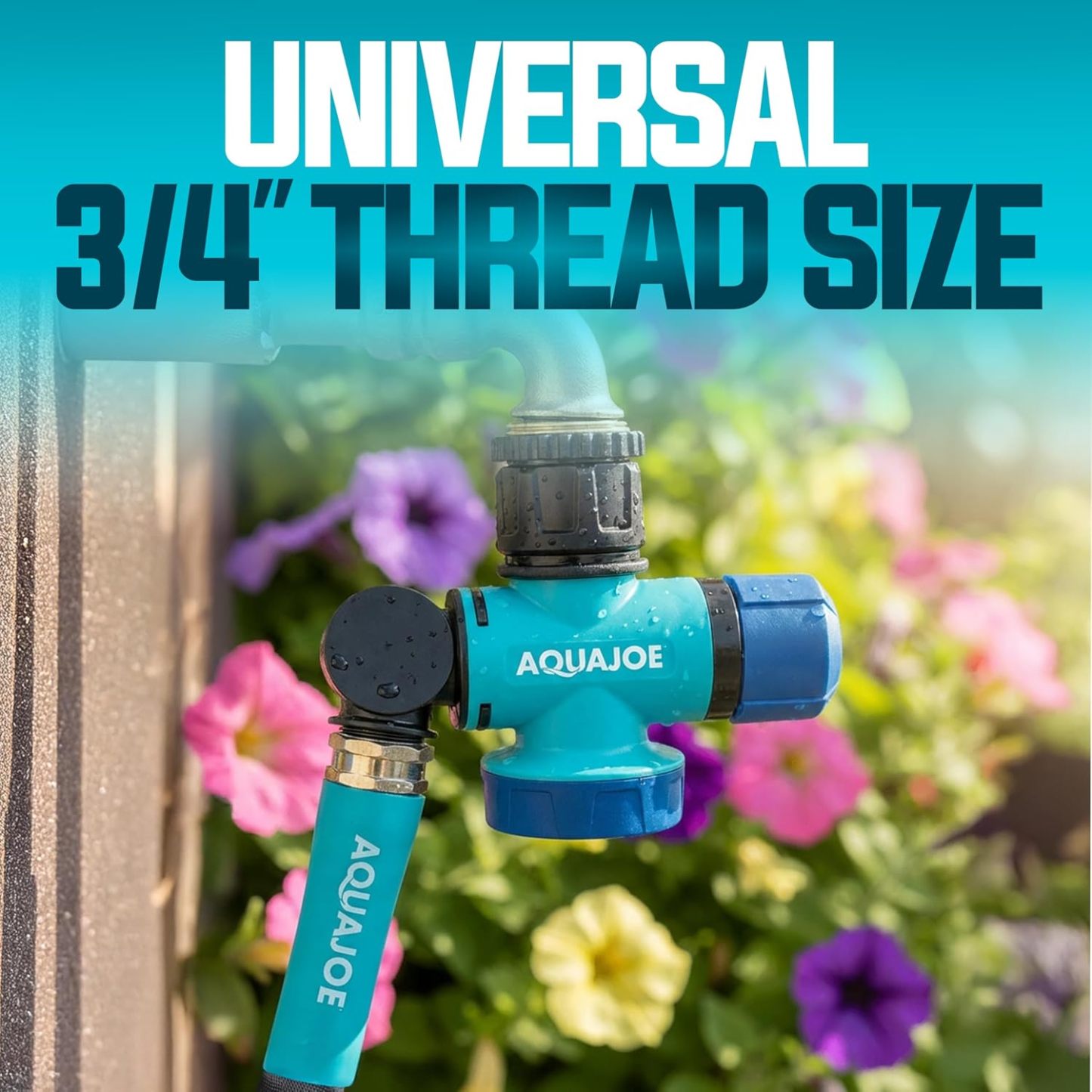 Conector multifunción para grifo de agua exterior Aqua Joe SJI-MFGA1 (paquete de 3), conector de manguera giratorio de 180 grados con conector de grifo giratorio de 360 ​​grados.