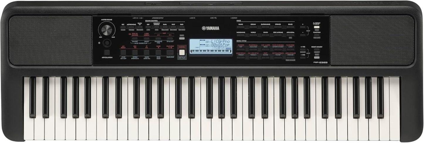 Teclado Yamaha PSRE-383 con adaptador de corriente PA130